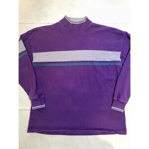 Vintage LL Bean Rugby Shirt Mens Size XL Mock Neck Long Sleeve Striped USA Made